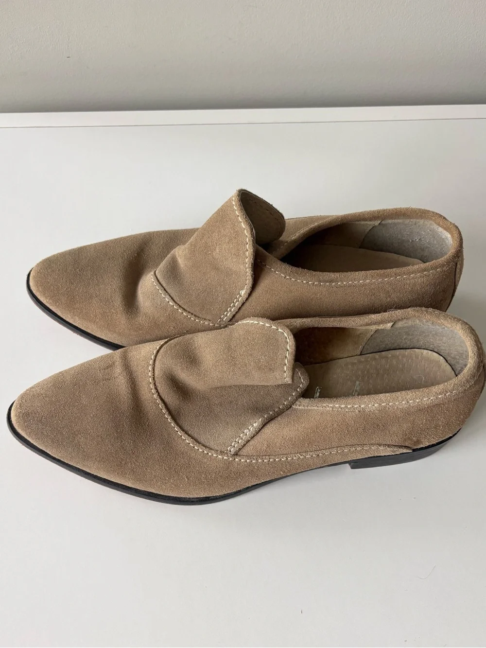FREE PEOPLE Brady Leather Suede Loafers Handcrafted Slip On Size 38
